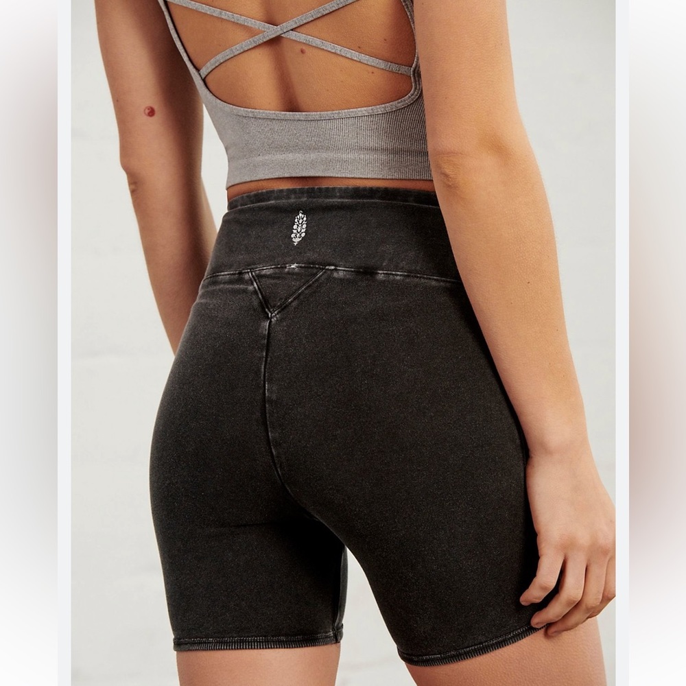 NEW Free People Hot Shot Biker Short Tank Set Acid wash cotton women size Small